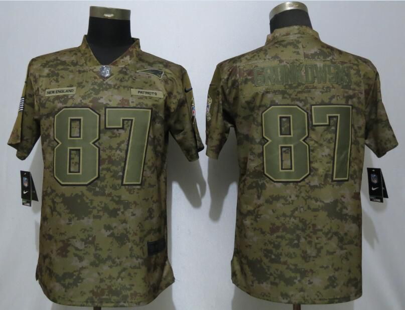 Women New England Patriots #87 Gronkowski Nike Camo Salute to Service Limited NFL Jersey